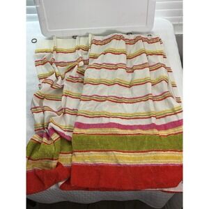 Vintage 2 Pice SEARS Red And White Stripped Curtains, (2)24x34